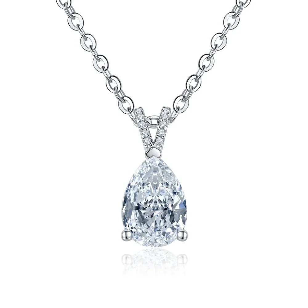 Certified 2ct. t.w. Moissanite Diamond Teardrop Necklace - Picture 10 of 13